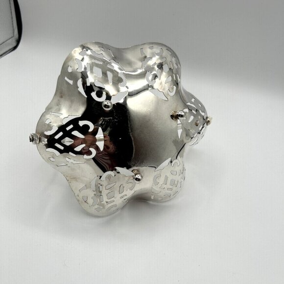 Gales of Sheffield England Silverplate Pierced Basket Ruffled & Etched MCM - Picture 6 of 9